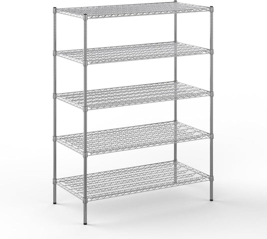 24" Deep x 48" Wide x 64" Height Wire Shelving Kit | 5-Tier | NSF Commercial Storage Rack Unit