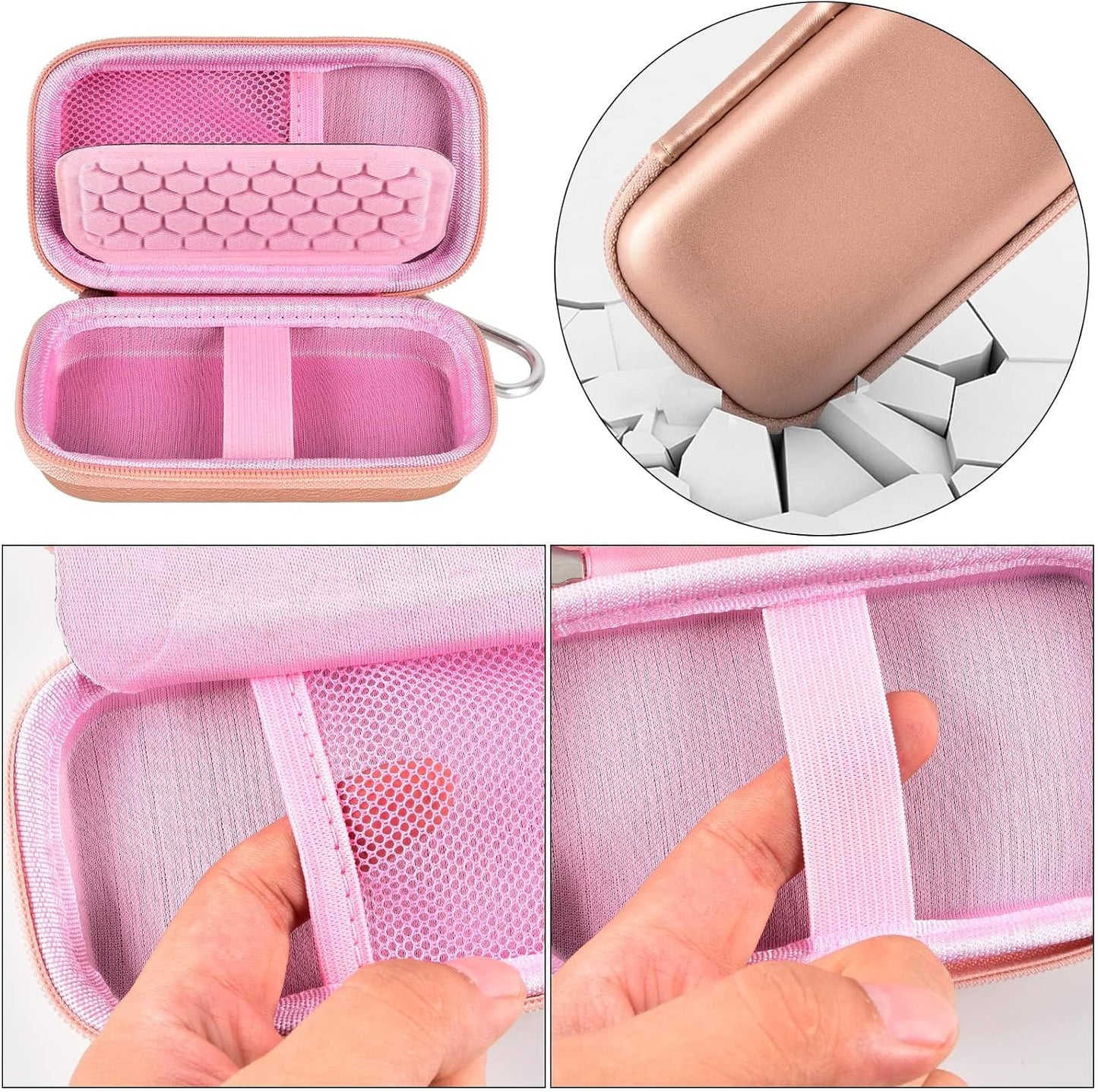 Hard Case Compatible with SanDisk Extreme PRO 500GB 1TB 2TB 4TB Portable External SSD. Carrying Travel Holder for Crucial X8 Solid State Drive (Box Only)-Rose Gold