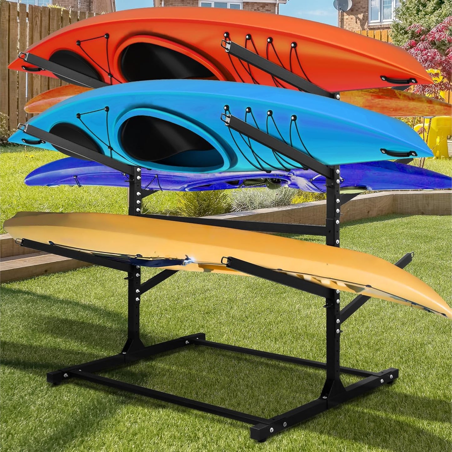 Adjustable Kayak Storage Rack, Freestanding Sup Storage Stand, Weatherproof Canoe Holder, Heavy Duty Paddleboard Bracket, Surfboard Bracket for Indoor, Outdoor, Garage, Shed, Dock…