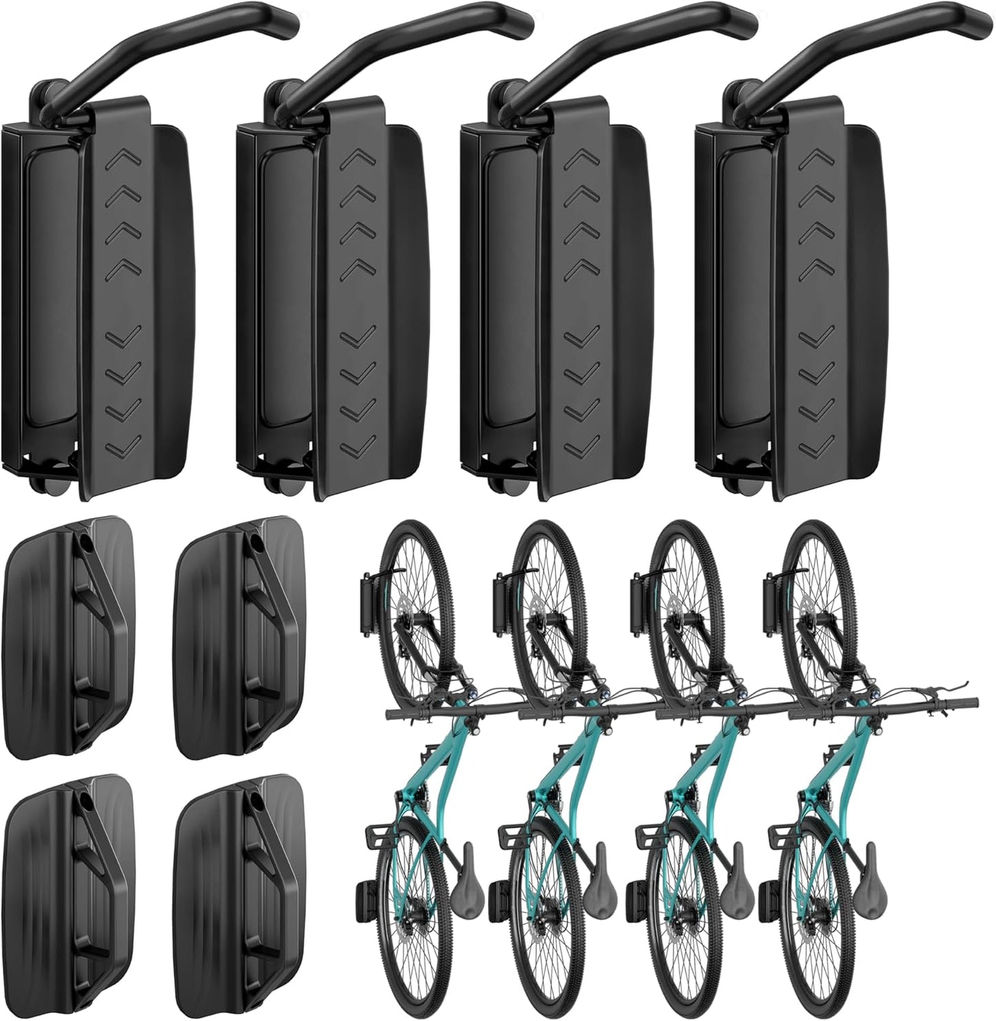 4 Pack Bike Rack Garage, Bike Wall Mount Heavy Duty, Holds 77 Lbs, Swivel Bike Hangers for Garage, Adjustable Indoor Bike Storage for Bedroom Home Office, 4 Pack