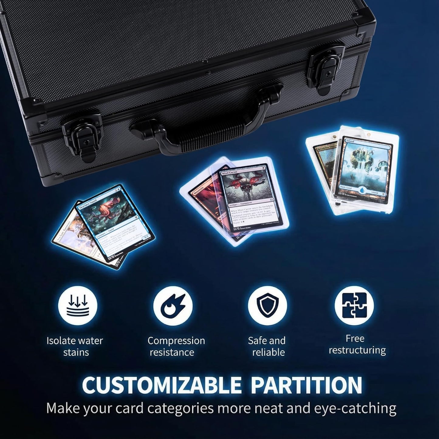 Premium Trading Card Storage Box Holds 3750 Cards with Adjustable Dividers and Durable Acid-Free Plastic, Ideal for MTG, TCG, Sports Cards