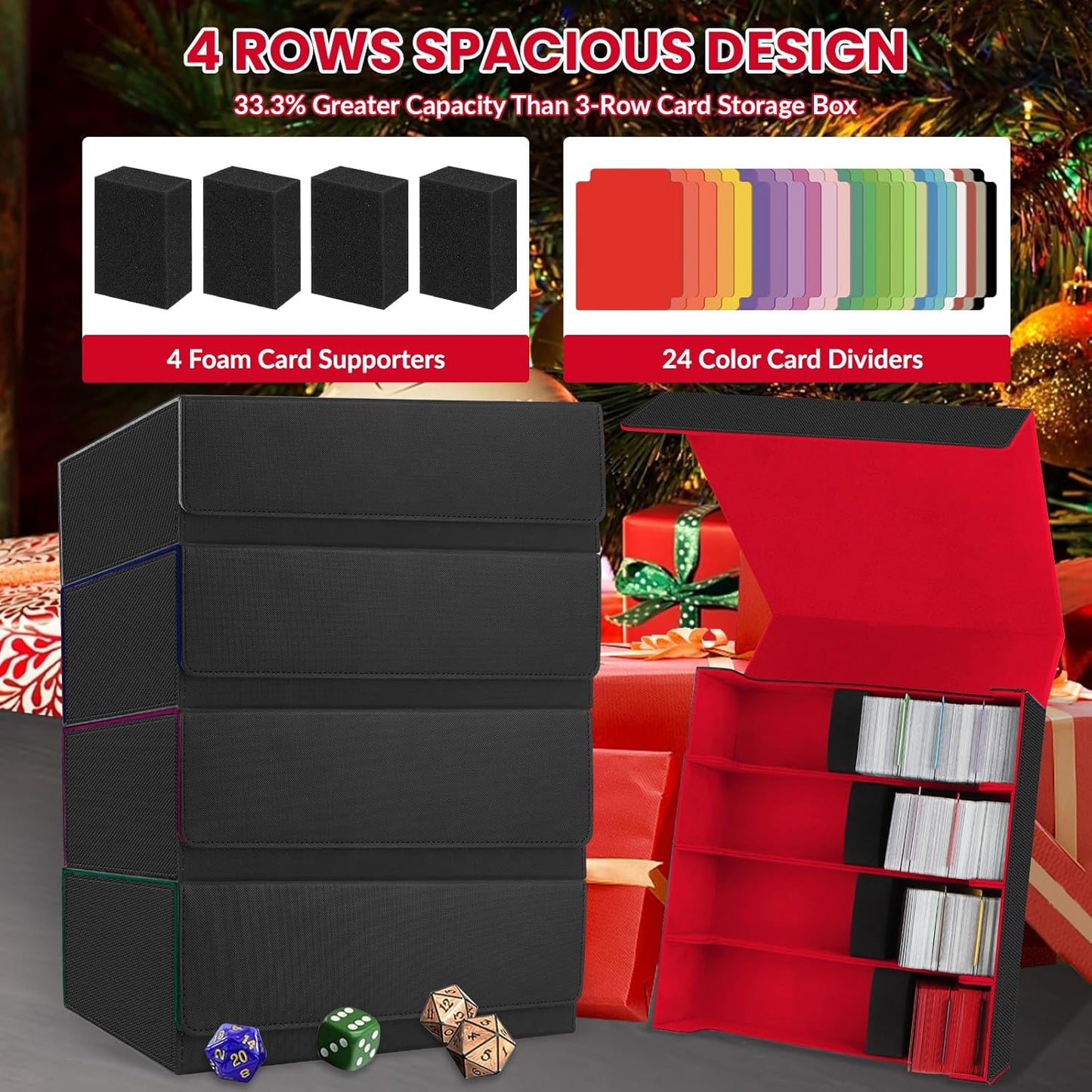 AOBOPLE Trading Card Storage Box,3200+ Card Box Storage with 24 Dividers and 4 Foam Supporters PU Leather Magnetic Cards Deck Case for MTG,TCG, Magic and Sport Cards,Great Gift for Card Collectors