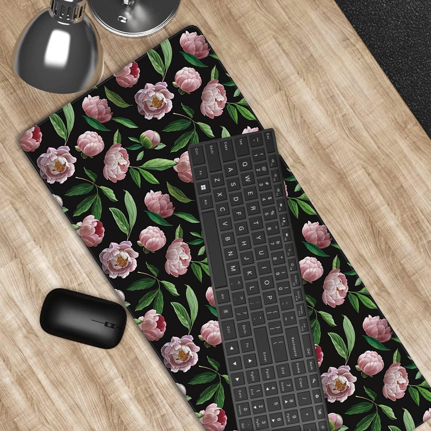 Beautiful Flower Pink Peonies Gaming Mouse Pad XXL Large Desk Mouse Pad Keyboard Mat with Stitched Edges Waterproof Non-Slip Desk Mat for Laptop,Keyboard,Computer 35.4 * 15.7 Inch