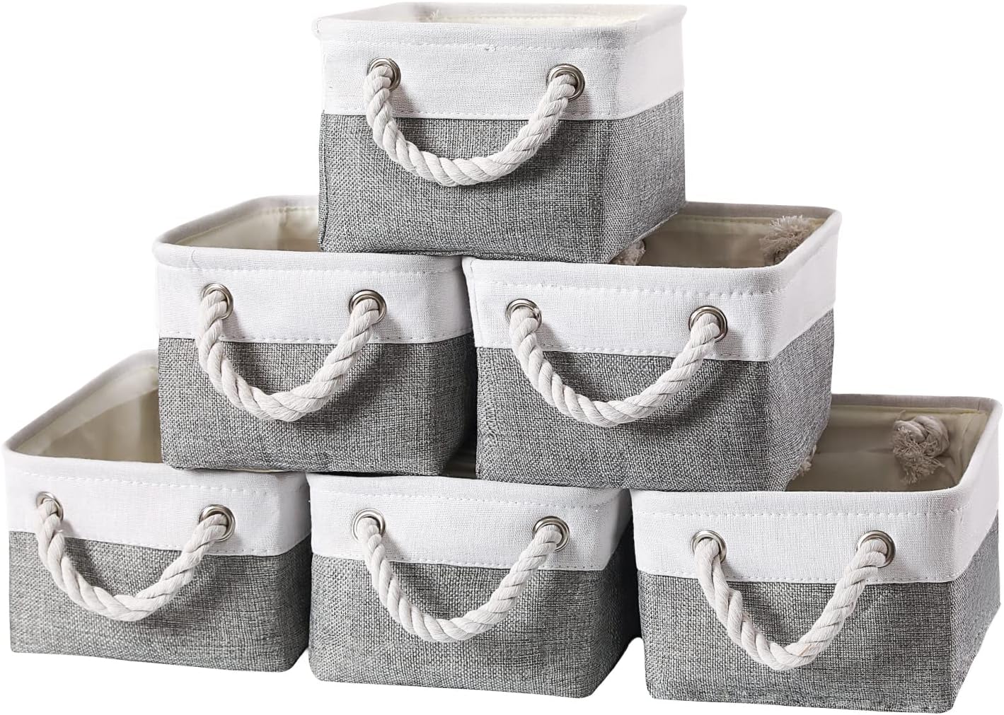 combocube 11.8 x 7.8 x 5.1 Inch Fabric Storage Bins for Shelves, Linen Storage Organizer Storage Basket with Ropes for Laundry, Home, Closet, Office, Clothes, Toys Organizer