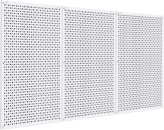 Pegboard Rack Garage Storage,Steel Pegboard Heavy Duty- 3 Pack 16-Inch X 24-Inch Metal Peg Board Tool Organization Panels (White)