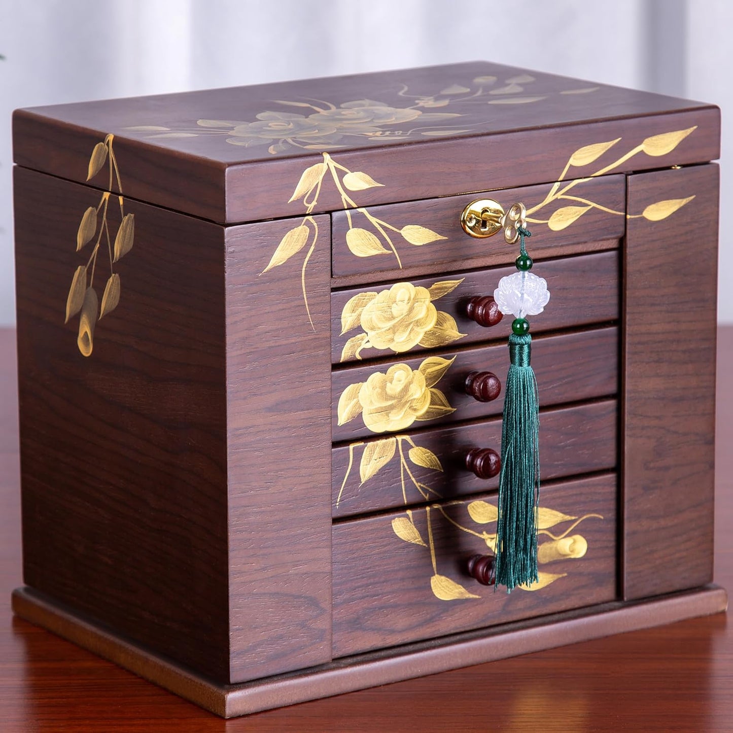Wooden jewelry case Jewelry Box for Women Large Wood Organizer with Drawers and Mirror for Rings,Earrings, Necklaces,watches,jewelry boxes & organizers, Jewelry Boxes