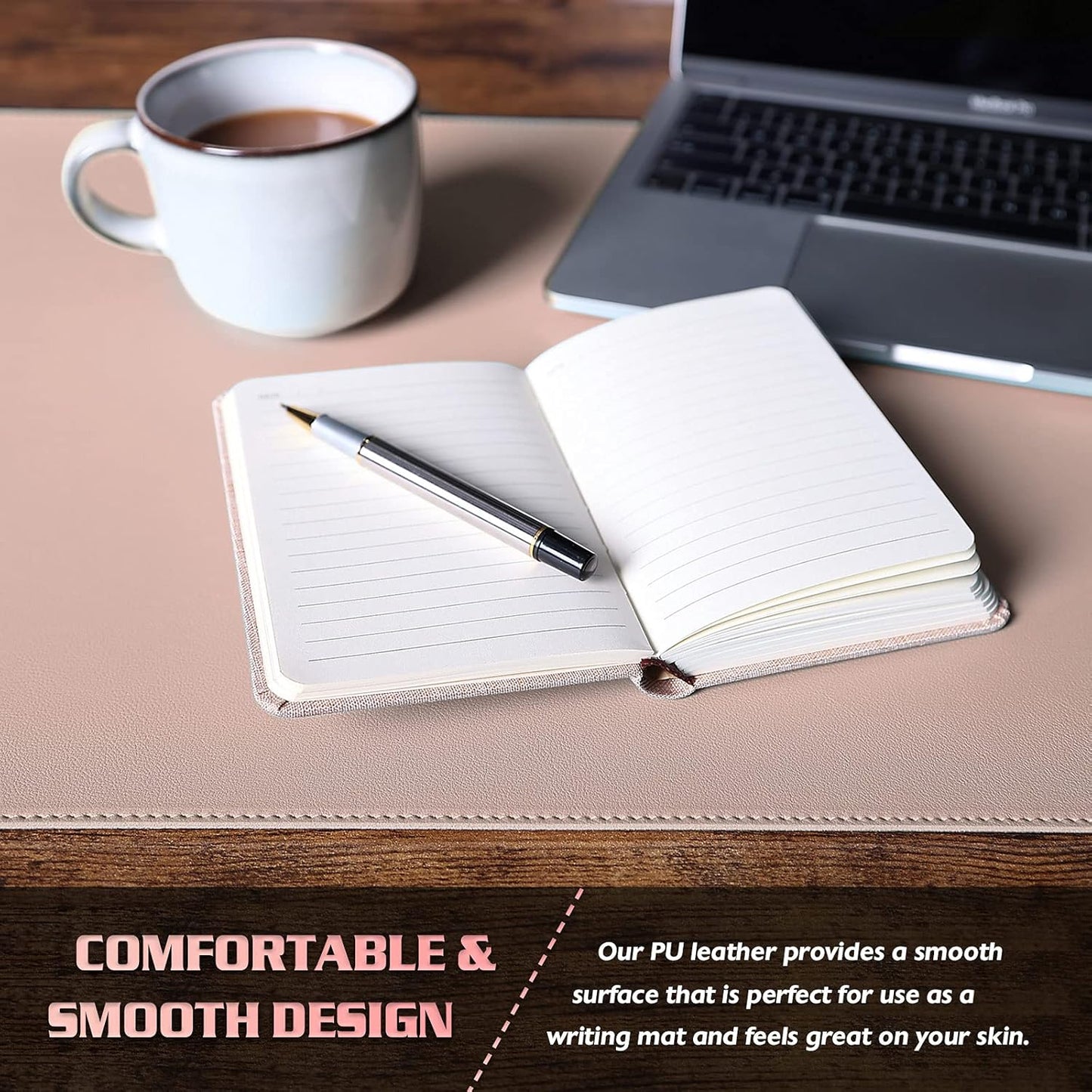 K KNODEL Desk Mat, Blotter, Dual-Sided Office Desk Pad, Waterproof Desk Mat for Desktop, Desk Blotters, PVC Leather Pad Protector (Pink, 23.6" x 13.8")