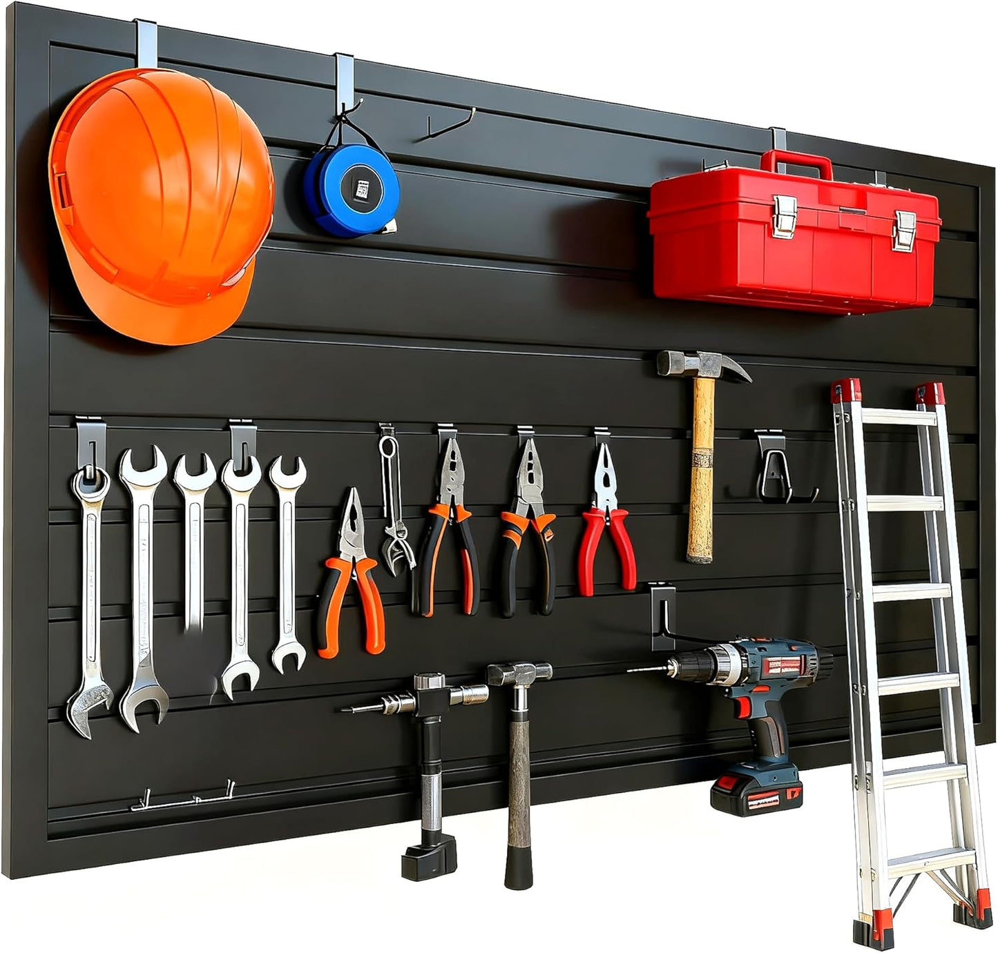 Yuzzy Slat Wall Paneling 2 x 4ft, Garage Slatwall Panel Wall Storage Systems, Heavy Duty PVC Garage Wall Organization (Black)
