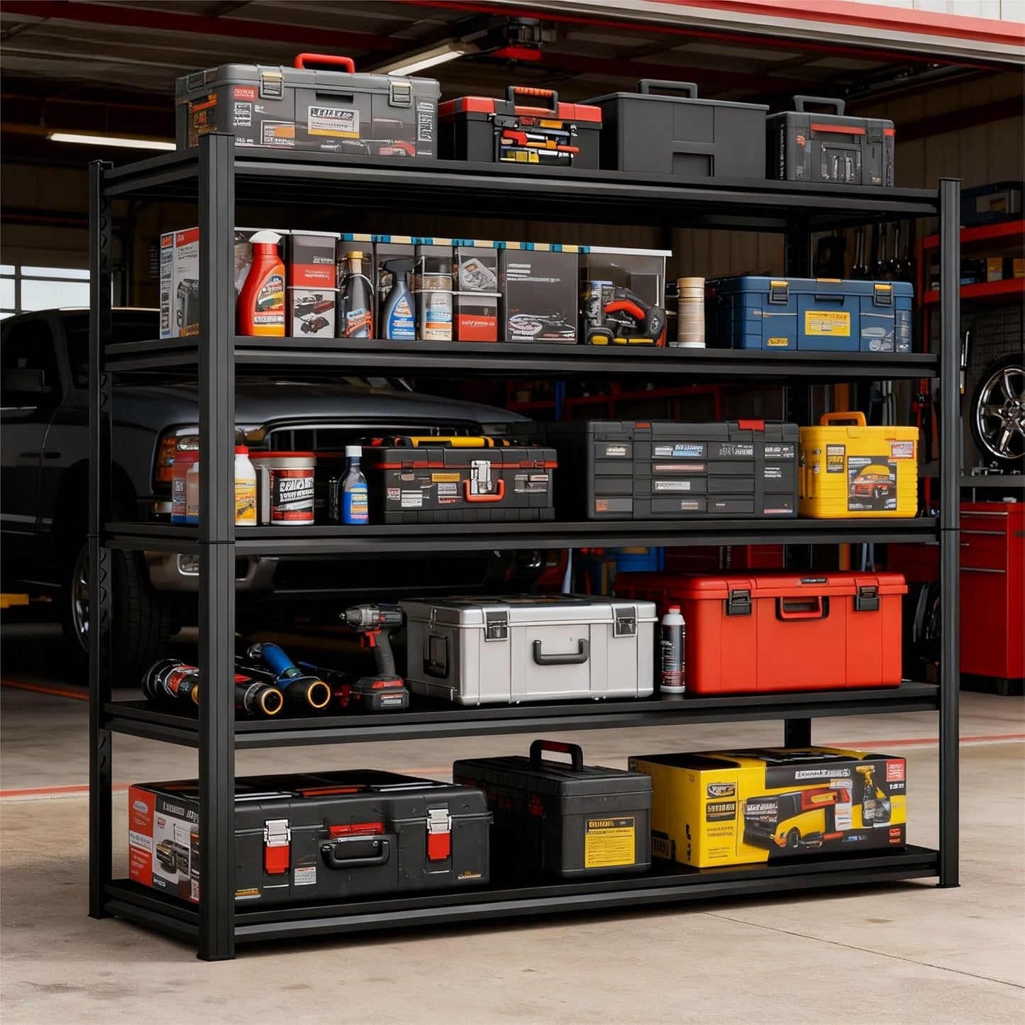 72'' Garage Storage Shelves,5-Tier Shelving Unit,Metal Shelving Capable of Bearing 3000lbs, Suitable for Warehouse, Kitchen,Basement, Garage Shelf