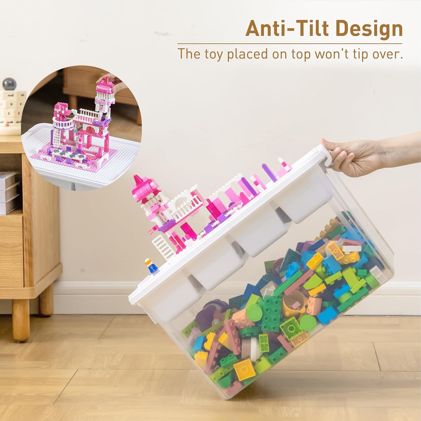 Citylife 32 QT Stackable Toy Storage with Building Baseplate Lid and Removable Tray Tool Box Organizer Storage Bins with Lids for Organizing Bead, Tool, Sewing, 2 Packs