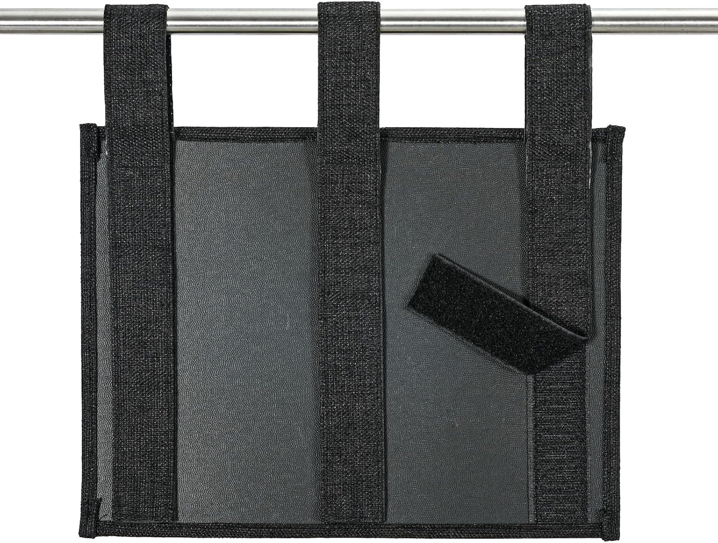 Linen Bedside Caddy, Bedside Storage Organizer for Hospital Beds, College Dorm Rooms or Baby Bed (Classic 4 Pockets Black)