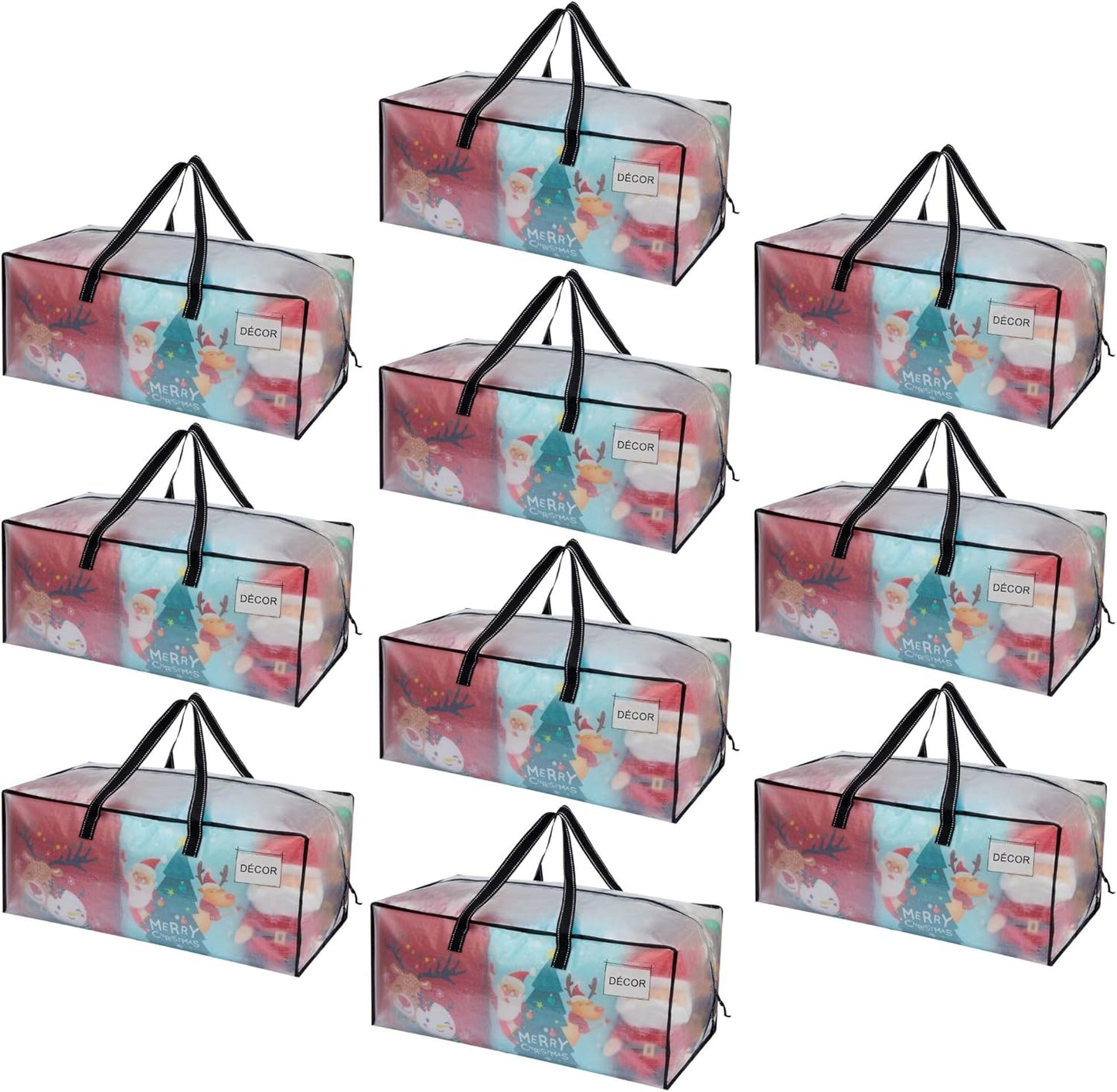 VENO 10 Pack Moving Bags Extra Large Storage Bags for College Move-In, Heavy-Duty Storage Totes, Packing Boxes, and Wardrobe Moving Supplies - Durable Laundry Bags for Clothes (Clear, 10 Pack)