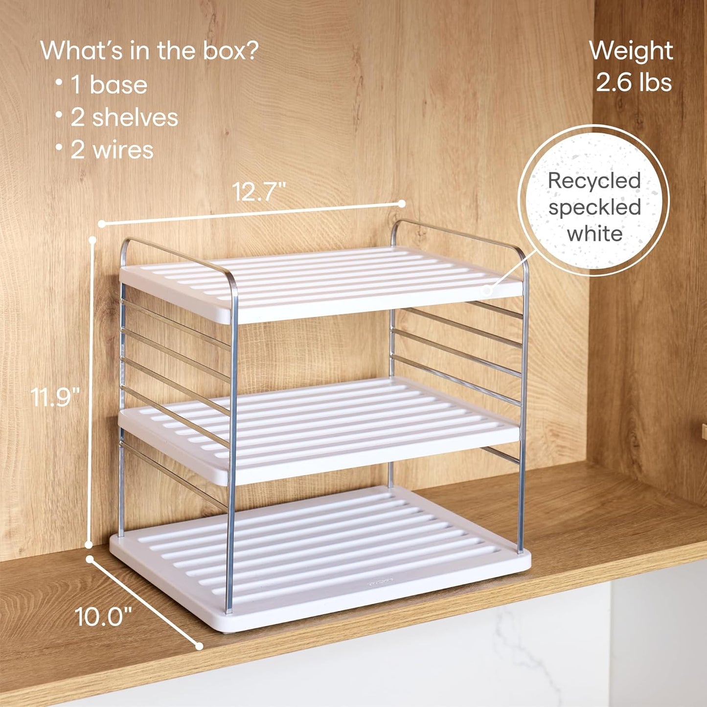 YouCopia UpSpace Cabinet Box Organizer, Adjustable Kitchen Pantry Shelf for Plastic Wrap and Foil Storage, Large Premium Edition