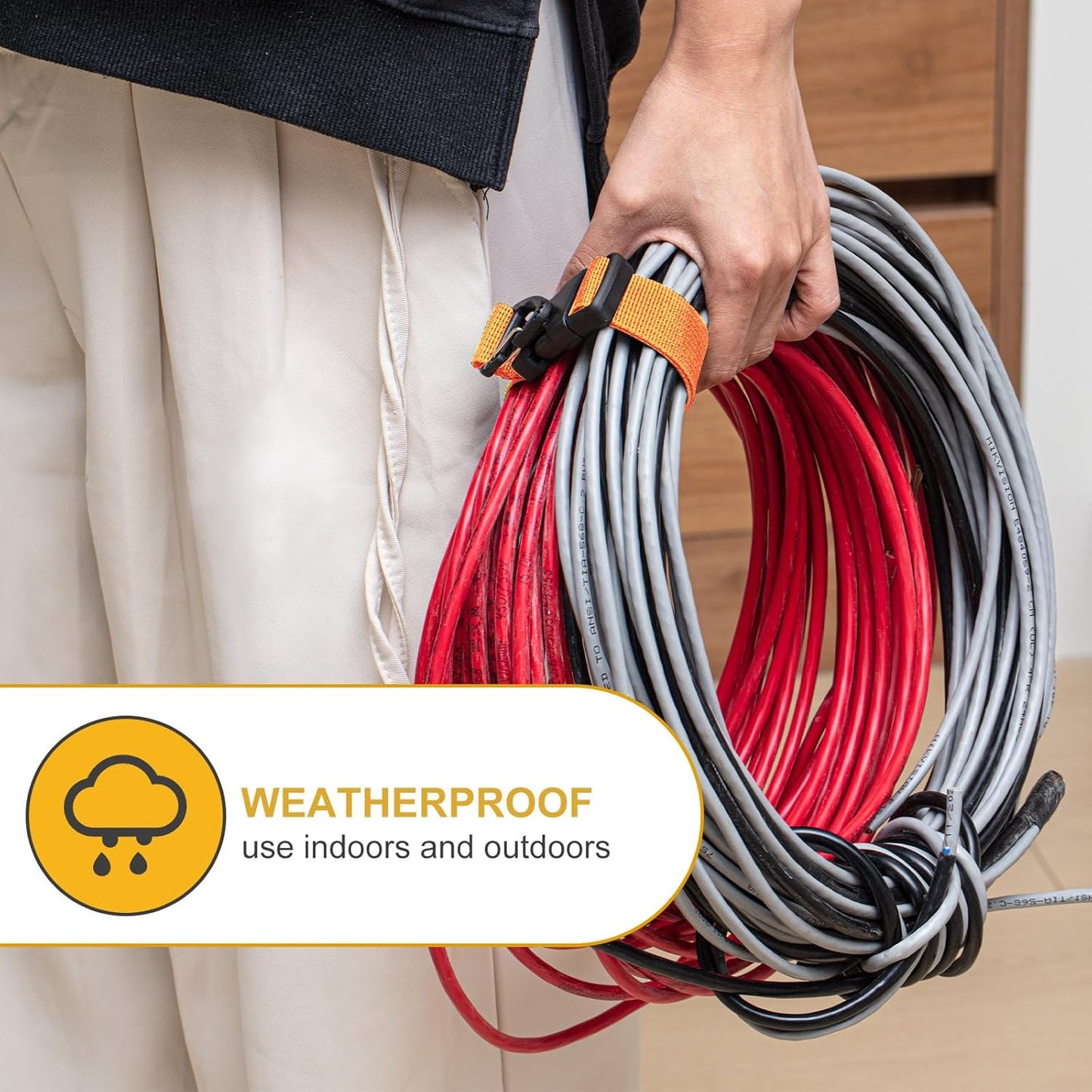 6 Pack 17 Inch Adjustable Extension Cord Holder Organizer with Triangle Clips for Garage Organization and Storage Heavy Duty Extension Cord Hanger for Men Workshop (Orange)