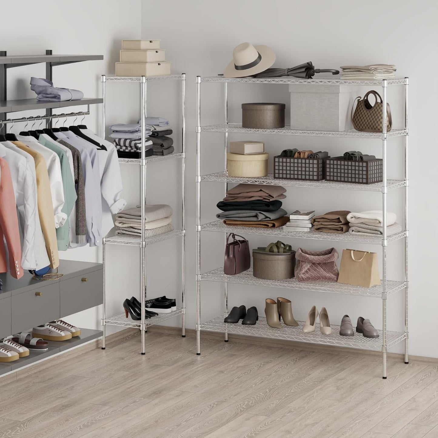 18" Deep x 54" Wide x 74" Height Wire Shelving Kit | 6-Tier | NSF Commercial Storage Rack Unit