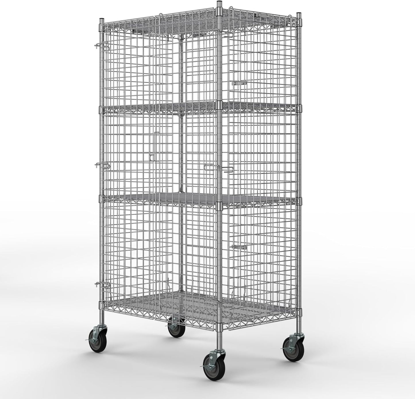 24" W x 36" L x 69" H Heavy Duty Utility Commercial Grade Metal Storage NSF Unit | Chrome Mobile Security Wire Cage Kit