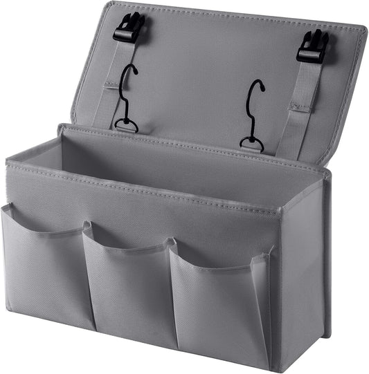 Bedside Caddy Bedside Storage Organizer,Bed Caddy With Thickened Material Suitable for Homes, Dormitories, Hospitals, Cribs, RVs，Great for Magazines,Books,Remote, Phone (Grey)