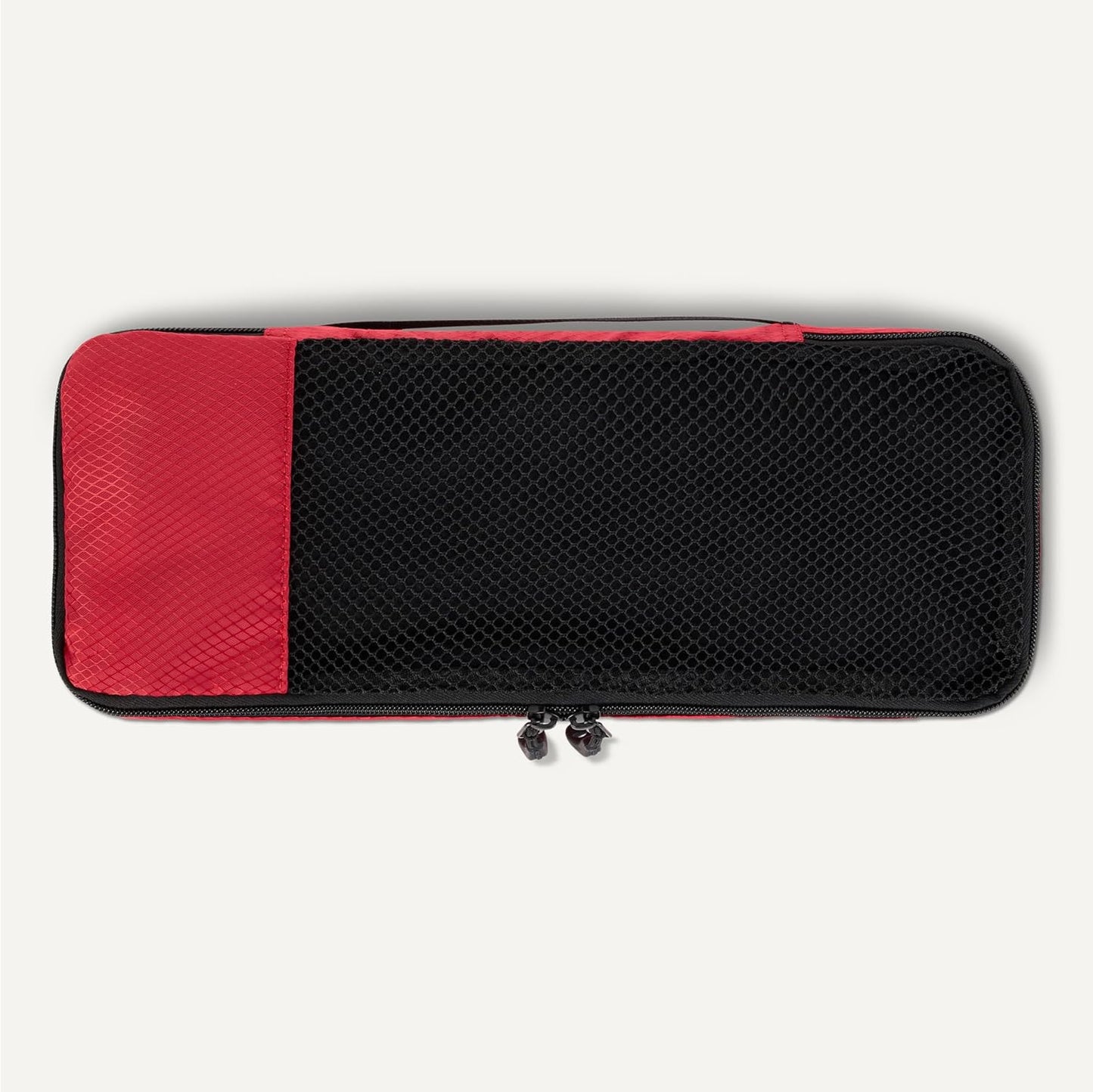 Amazon Essentials 4-Piece Packing Cubes Travel Accessories Set, Luggage Organizer with Double Zipper, Mesh Top, 100% Polyester, Slim, Red (Previously Amazon Basics)