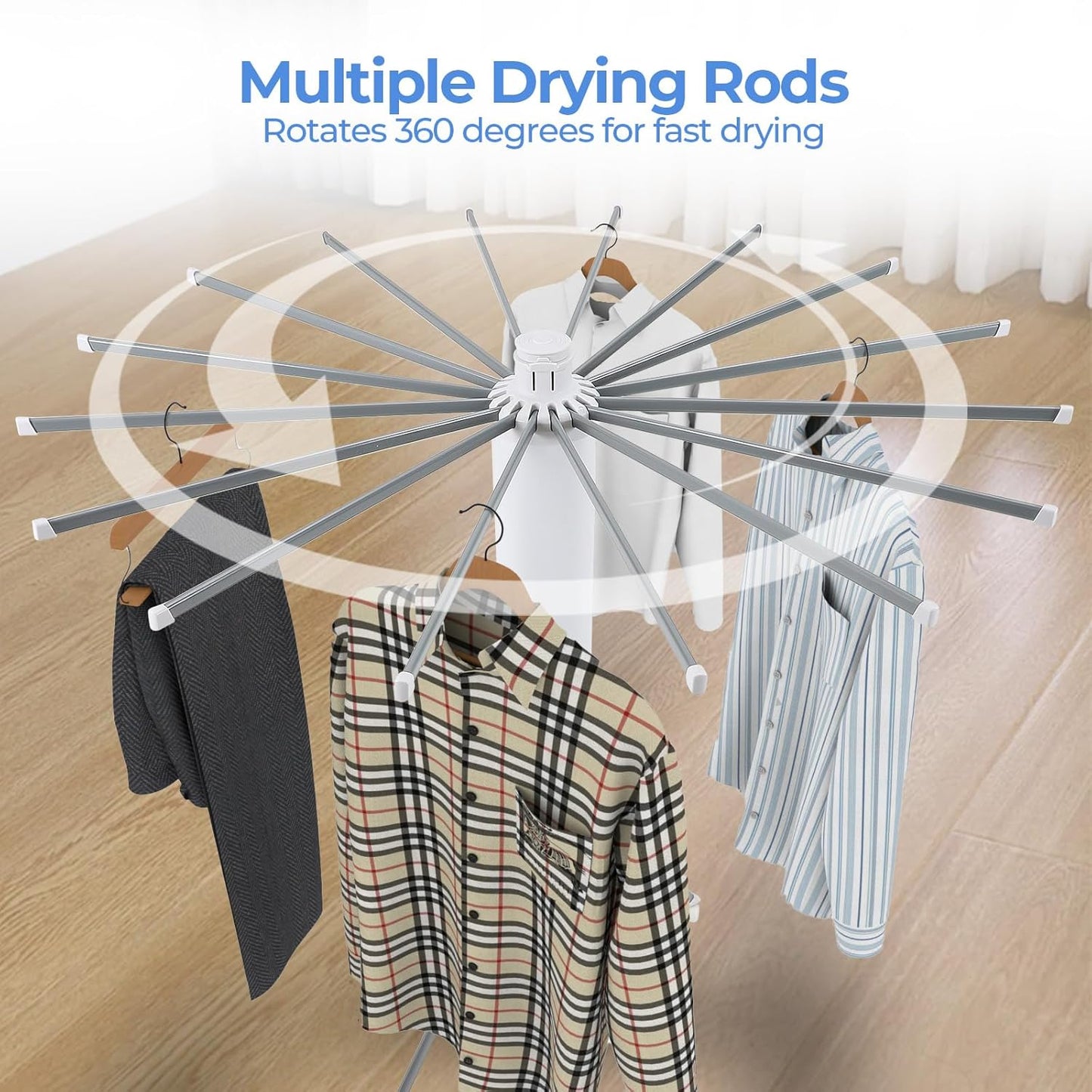 Dollate 3 Tier Portable Clothes Drying Rackwith 4 Pulleys,Indoor and Outdoor Collapsible Rack Clothing with Shoe Drying Rack for Space Saving
