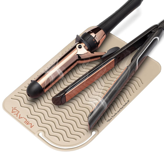 Vanity Accessories Heat Resistant Mat – Silicone Flat Iron & Curling Iron Holder, Non-Slip Vanity Mat & Hot Tool Mat for Home, Salon, or Travel Use