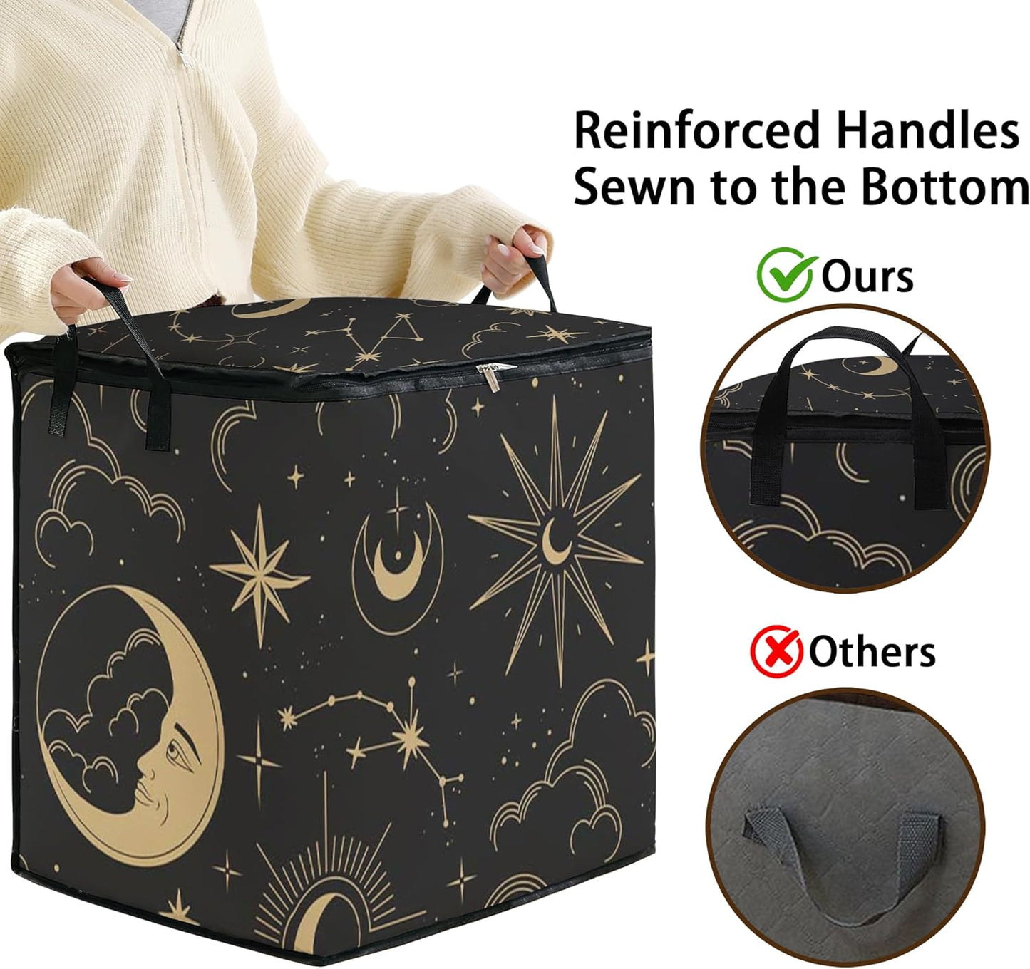 Large Comforter Storage Bag with Zipper,Closet Organizer for Clothes,Blankets,Quilts,Pillows,Fabric Storage Bags with Portable Handles 95L(2-Pack)