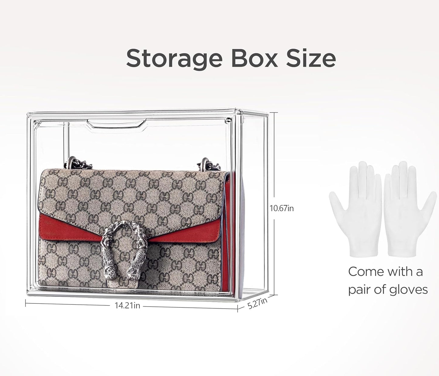 HBlife 5 Pack Purse Storage Organizer for Closet, Medium Clear Stackable Handbag Display Case Box with Magnetic Door for Collectibles, Cosmetics, Women Heels and Toys