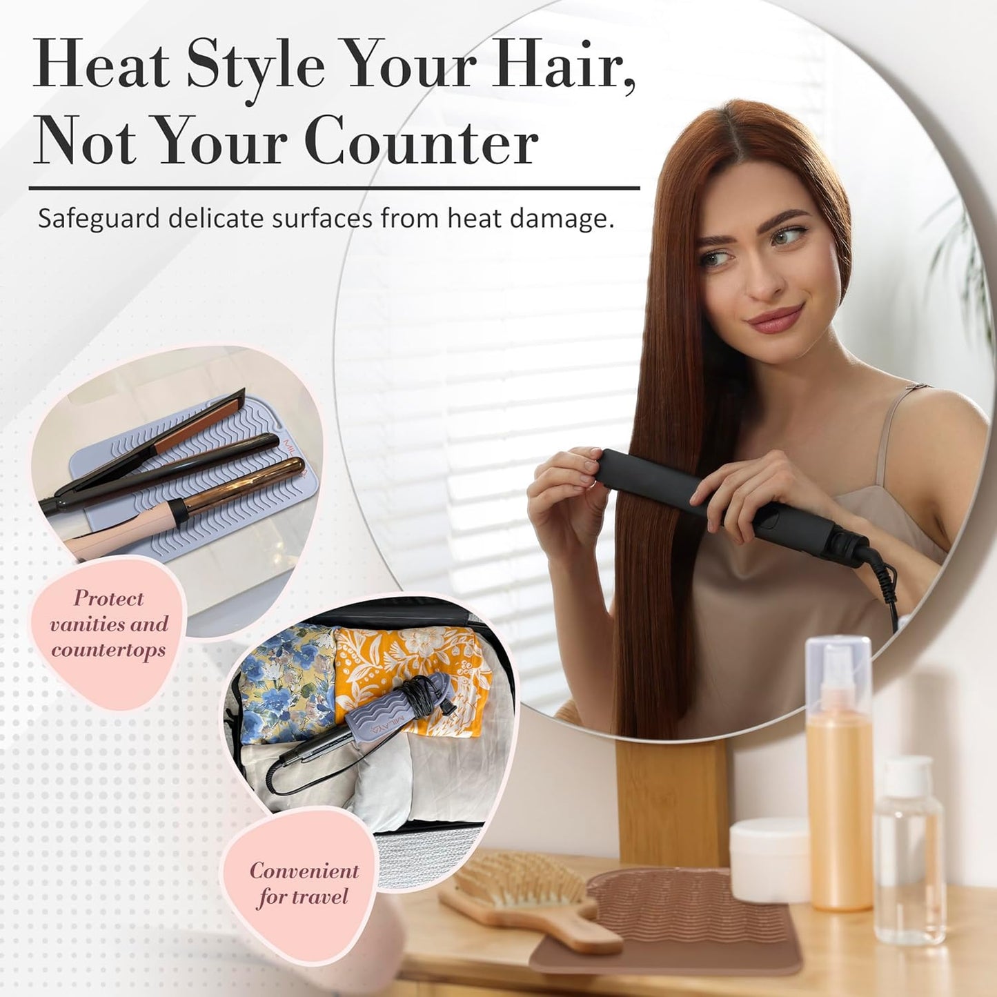 Heat Resistant Mat - Curling Iron Holder - Silicone Heat Resistant Mat - Makeup Mat - Hot Tools Mat - Hot Tools Flat Iron Holder - Vanity Decor - Vanity Accessories