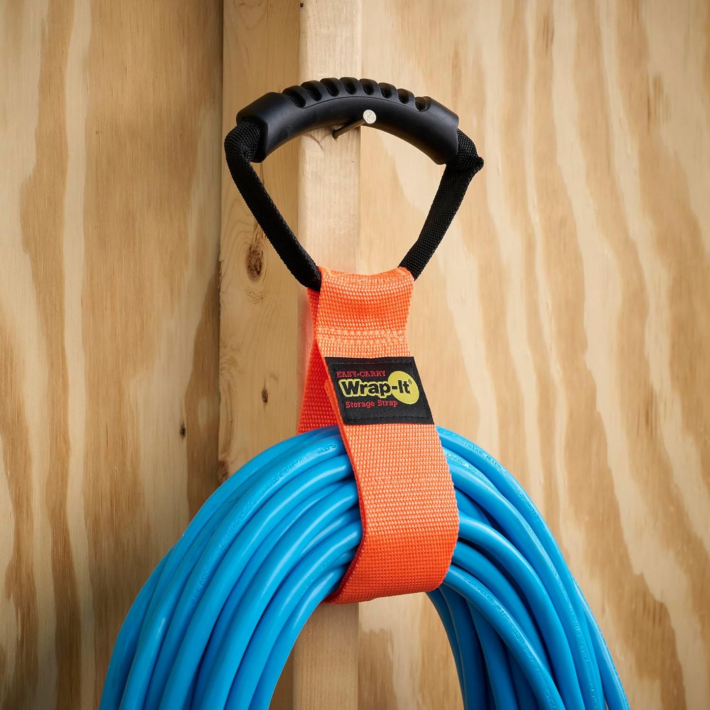 Easy-Carry Wrap-It Storage Straps - 17” (2-Pack) Blaze Orange – Heavy-Duty Hook and Loop Cord Carrying Strap, Hanger, and Organizer with Handle for Pool Hoses, Garden Hoses, Cords, Cables and More