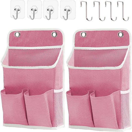 Hanging Basket for Organizing, Wall Organizer with Pockets and Over The Door Organizer，Can for Home, Closet, Office and Camper (2 Pink)