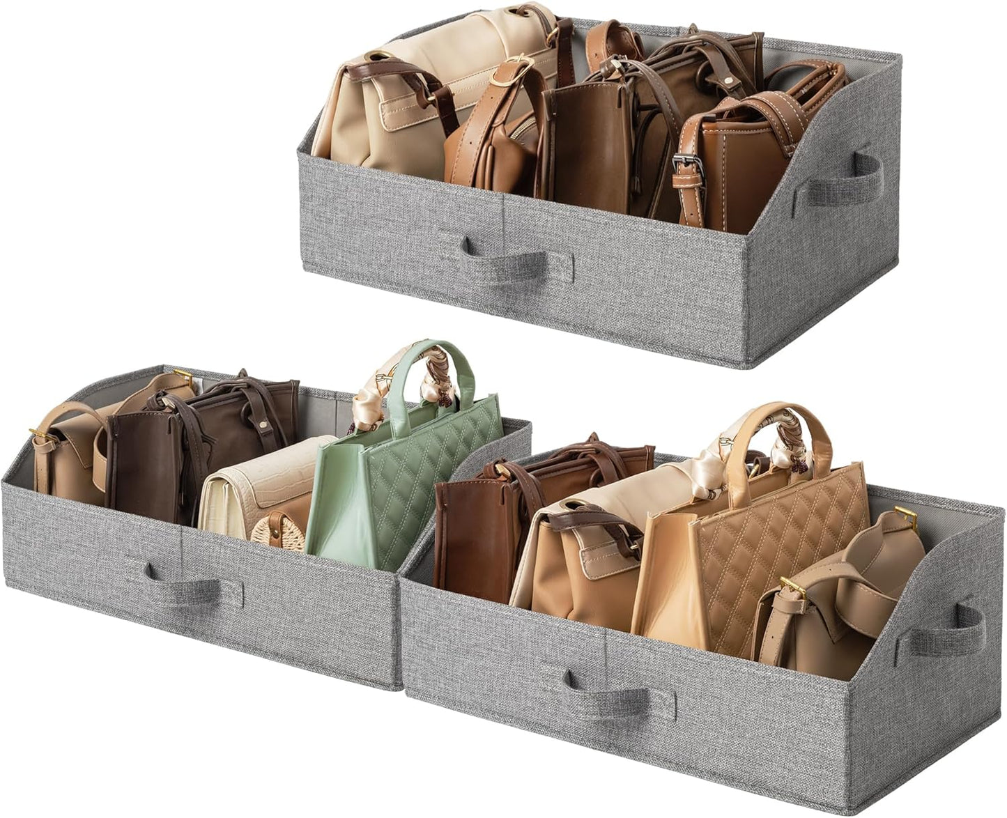GRANNY SAYS Storage Bins for Closet, Trapezoid Storage Bins with Handles, Closet Storage and Organizer, Shelf Baskets for Clothes, Purse, Dog Toys, Dark Gray, Jumbo, 3-Pack