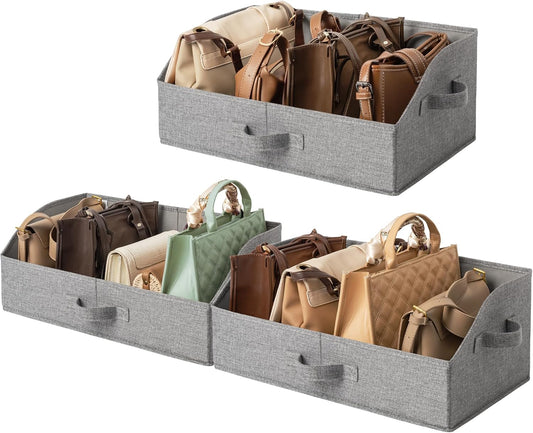 GRANNY SAYS Storage Bins for Closet, Trapezoid Storage Bins with Handles, Closet Storage and Organizer, Shelf Baskets for Clothes, Purse, Dog Toys, Dark Gray, Jumbo, 3-Pack