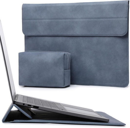 HYZUO 13 Inch Laptop Sleeve Case with Stand for 2025-2018 MacBook Air 13 M4 M3 M2 M1, 2025-2016 MacBook Pro 13 M2 M1, 13" iPad Pro/Air, Surface Pro 11/10/9, XPS 13, with Pouch, Haze Blue