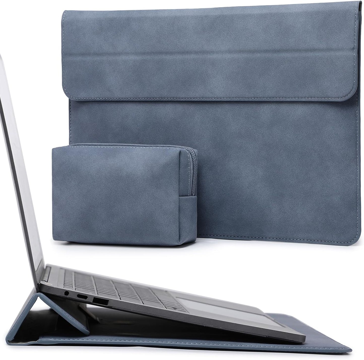 HYZUO 13.3-14 Inch Laptop Sleeve Case with Stand Feature for MacBook Pro 14 M5/M4/M3/M2/M1 2026-2021, MacBook Pro/Air 13.3, 13.5" 13.8" Surface Laptop, HP Spectre X360 13/14, Haze Blue