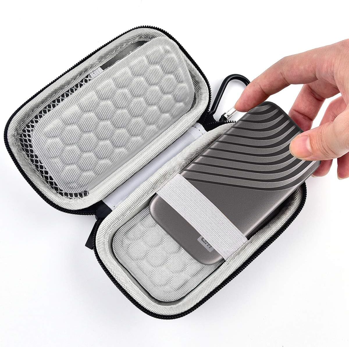 Case Compatible for WD 1TB 2TB 500GB My Passport SSD External Portable Drive-WDBAGF0010BRD-WESN, Carrying Storage Holder Bag Also fits for USB Cables(Case Only)
