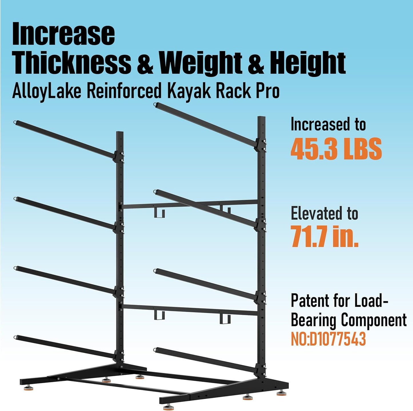 Kayak Storage Rack, Heavy-Duty Outdoor Canoe Rack, Reinforced, Thickened, and Enhanced Rust Resistance, Holds 440 lbs, for Safe Indoor and Outdoor Kayak Storage(4-Tier, Black)