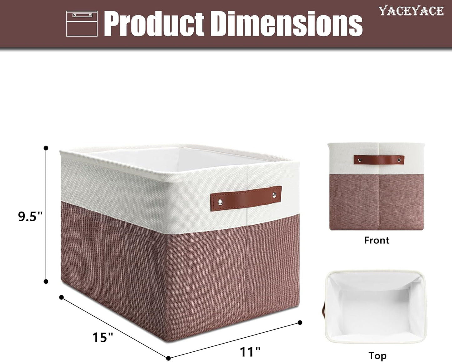 Storage Baskets for Shelves, 4 Pack Storage Bins for Cloth,Toy, Linen Fabric Foldable Basket with Handles, Home Organizing, Decorative