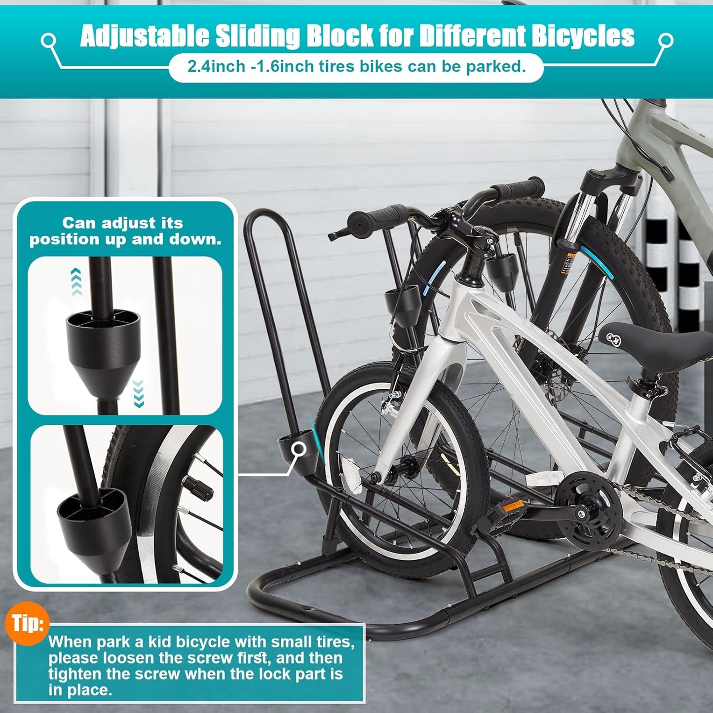 Kinghouse Floor Bike Rack for 3 Bikes, Bike Stand, Protects Disc Brake & Derailleur, Bike Rack for Indoor Outdoor Garage, Fits Road/Kids/MTB Bicycles with 12"-29" Tires