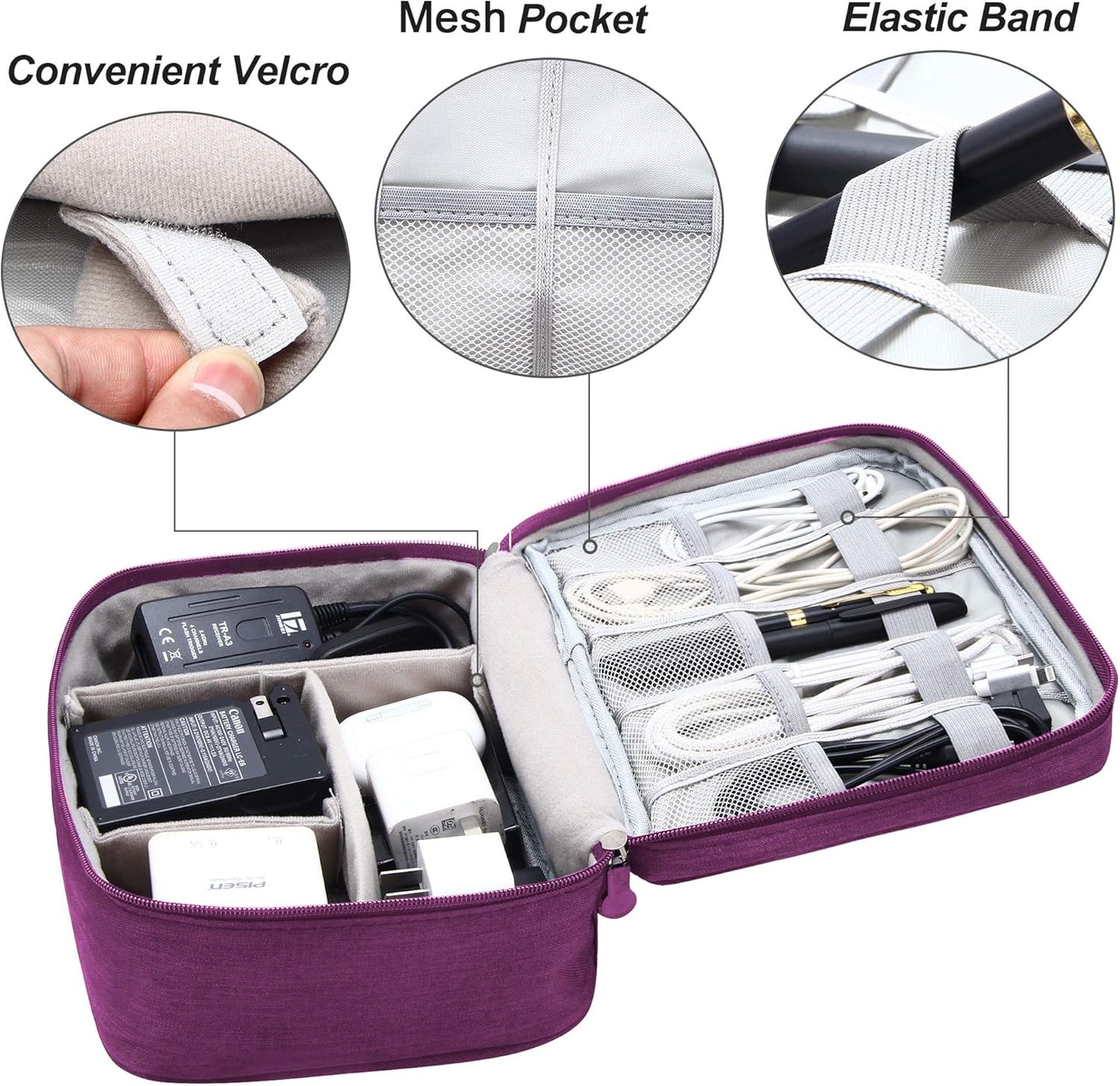 SELLYFELLY Electronics Organizer Travel Universal Cable Organizer Bag Waterproof Electronics Accessories Storage Cases for Cable, Charger, Phone, USB, SD Card, Hard Drives, Power Bank, Cords