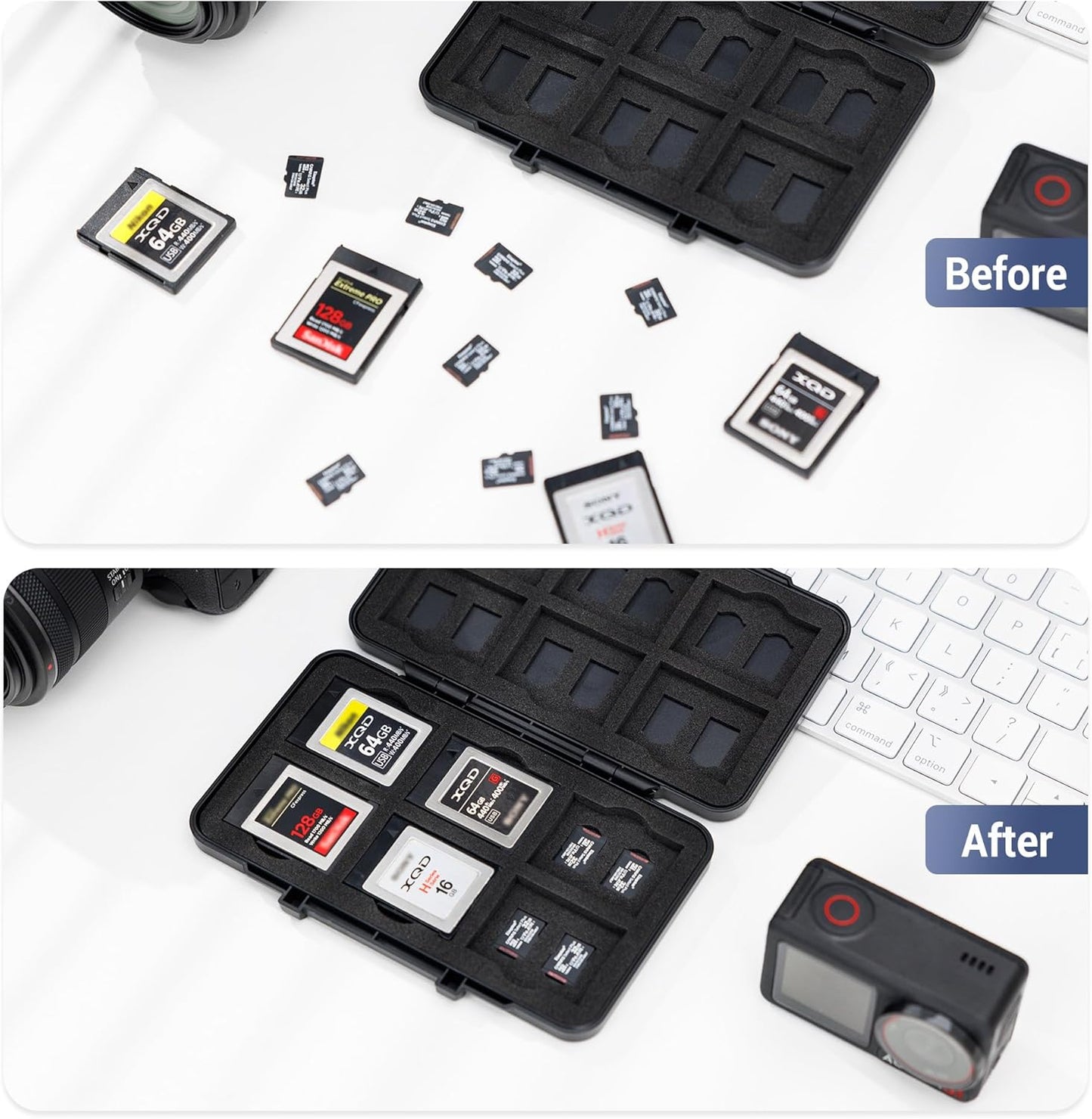 [Large Capacity] XQD Card CFexpress Type B Card Case Holder Storage, 36 Slots Memory Card Organizer Box for 24 TF Micro SD and 12 CFexpress Type-B Cards, for Nikon Z8 Z9 Z6III Z6II Z7II Z6 Z7 D4 D850