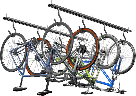EVERHANGER Ceiling Bike Storage Racks for Garage, Indoor Bike Storage Hanger with Adjustable Bike Hooks for 4 to 8 Bikes