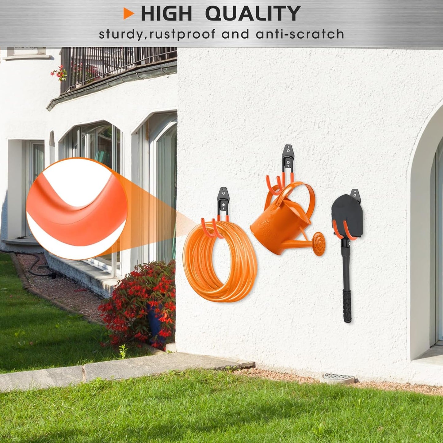 Upgraded Garage Hooks, 6 Pack Heavy Duty Wall Mount Steel Utility Hooks, Storage System Hooks for Power Tools, Garden Hose, Ladder, Bike, Cords, and More