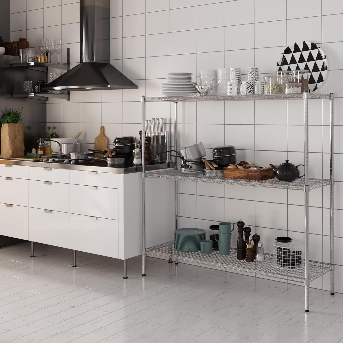 18" Deep x 54" Wide x 54" Height Wire Shelving Kit | 3-Tier | NSF Commercial Storage Rack Unit