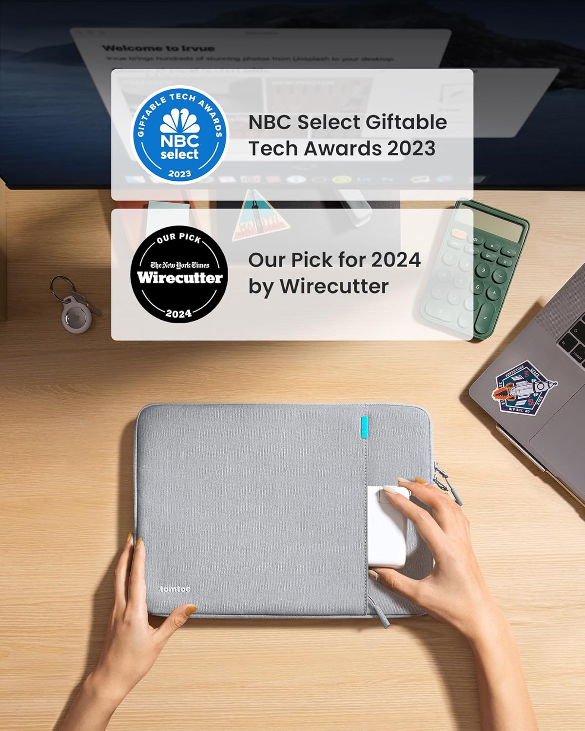 tomtoc 360° Protective Laptop Sleeve for 14-inch MacBook Pro M5/M4/M3/M2/M1 Pro/Max A3434 A3112 A3401 A3185 A2992 A2918 2025-2021, Water-Resistant Case Bag with Accessory Pocket for 13.8Surface Laptop