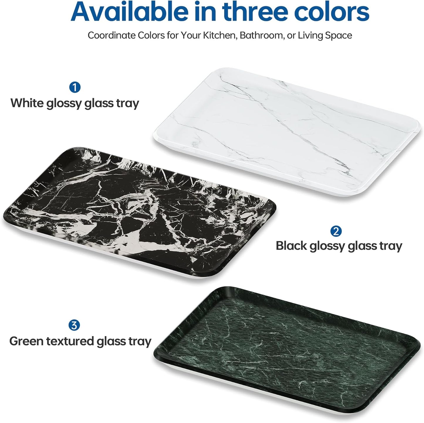 Vanity Decorative Tray, 12" x 8" Green Marble Pattern Perfume Tray, Bathroom & Countertop Organizer for Soap, Jewelry, Candle