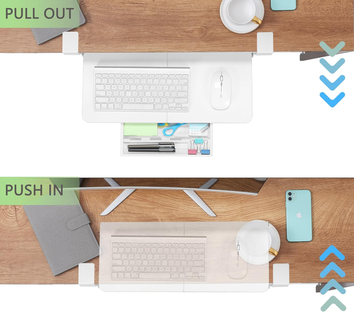 ETHU Keyboard Tray Under Desk, 19.7' X 11.81" Small Size Keyboard Drawer with C Clamp-on Mount Easy to Install, Computer Keyboard Stand Slide Pull Out, Ergonomic Keyboard Tray for Home, Office