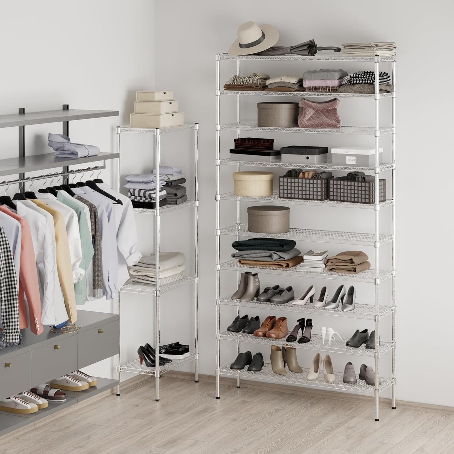14" Deep x 48" Wide x 96" Height Wire Shelving Kit | 10-Tier | NSF Commercial Storage Rack Unit