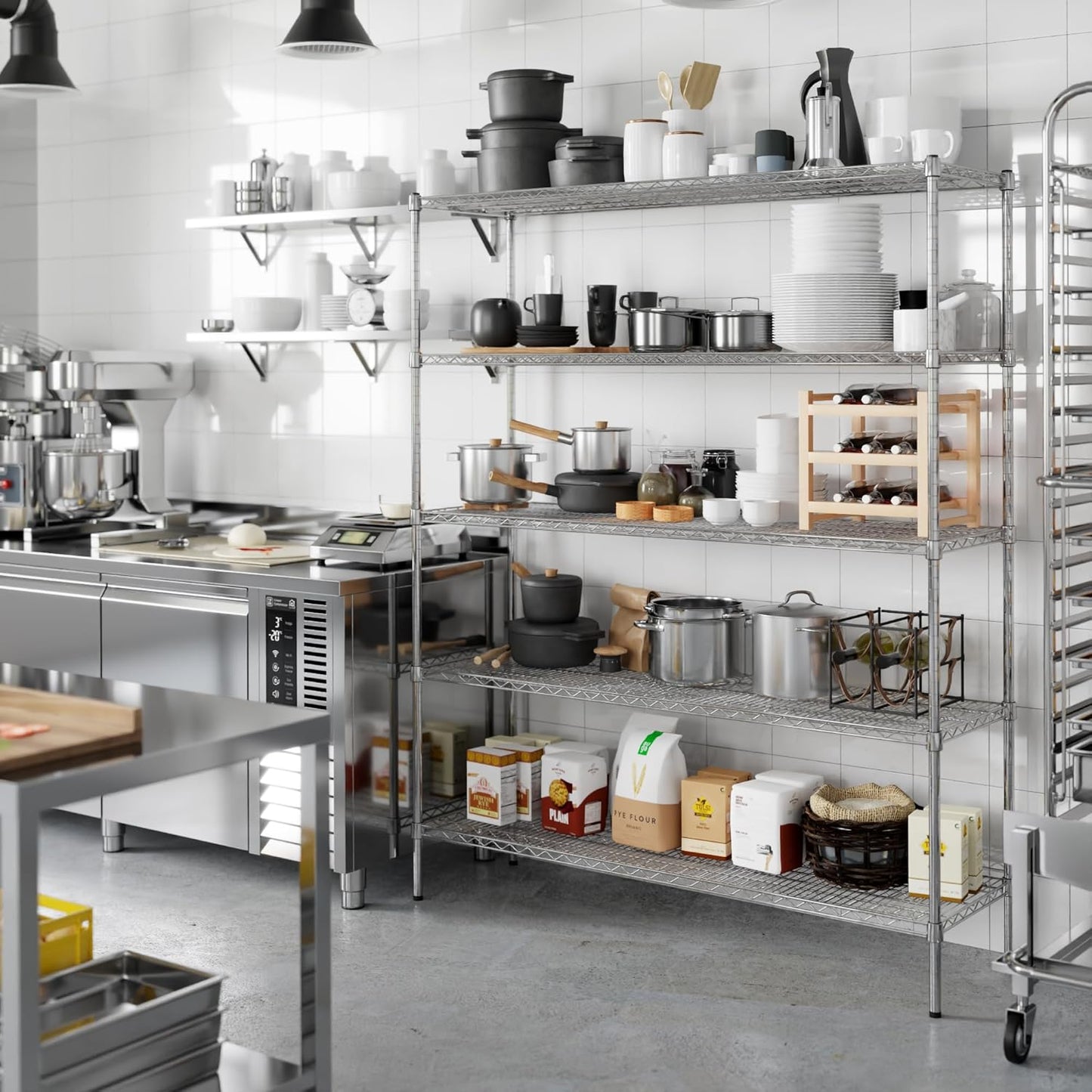 18" Deep x 60" Wide x 74" Height Wire Shelving Kit | 5-Tier | NSF Commercial Storage Rack Unit