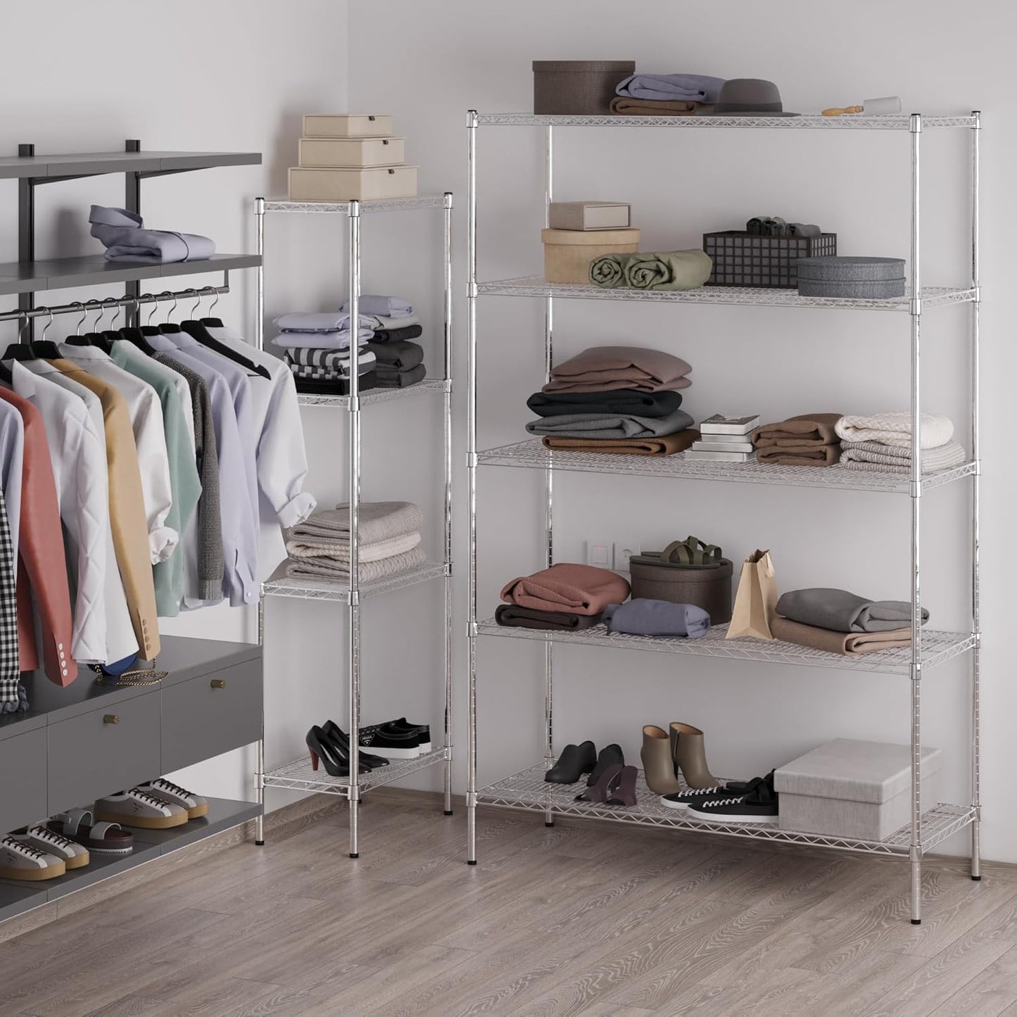 21" Deep x 54" Wide x 86" Height Wire Shelving Kit | 5-Tier | NSF Commercial Storage Rack Unit