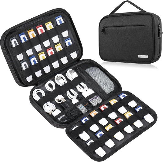 Lacdo USB Flash Drive Case Thumb Drive Holder Case Organizer Portable Electronic Accessories Storage Bag for SanDisk/SamData/Samsung USB Flash Drives Jump Drive Memory Stick, SD Card, Cables, Black