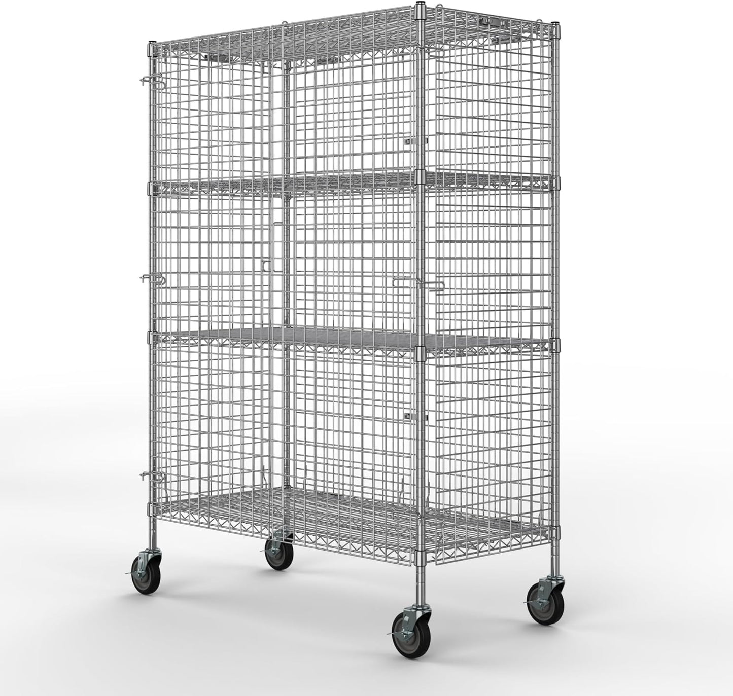 24" W x 48" L x 69" H Heavy Duty Utility Commercial Grade Metal Storage NSF Unit | Chrome Mobile Security Wire Cage Kit